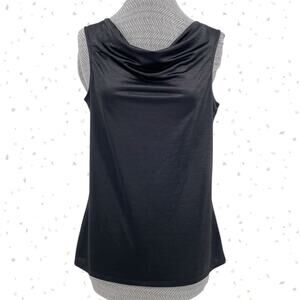 Black Sleeveless Tank Blouse Draped Cowl Neck Coldwater Creek Size S / 8